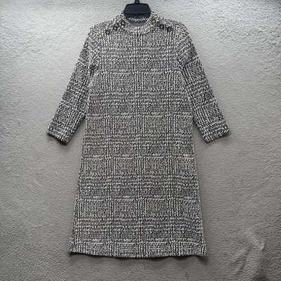 J. McLaughlin Mare Dress Tweed Houndstooth Plaid Jacquard Textured Size M