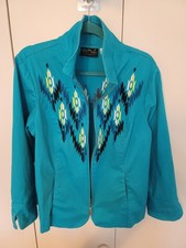 BOB MACKIE TURQUOISE SOUTHWESTERN STYLE WEARABLE ART WOMAN'S EMBROIDERED JACKET