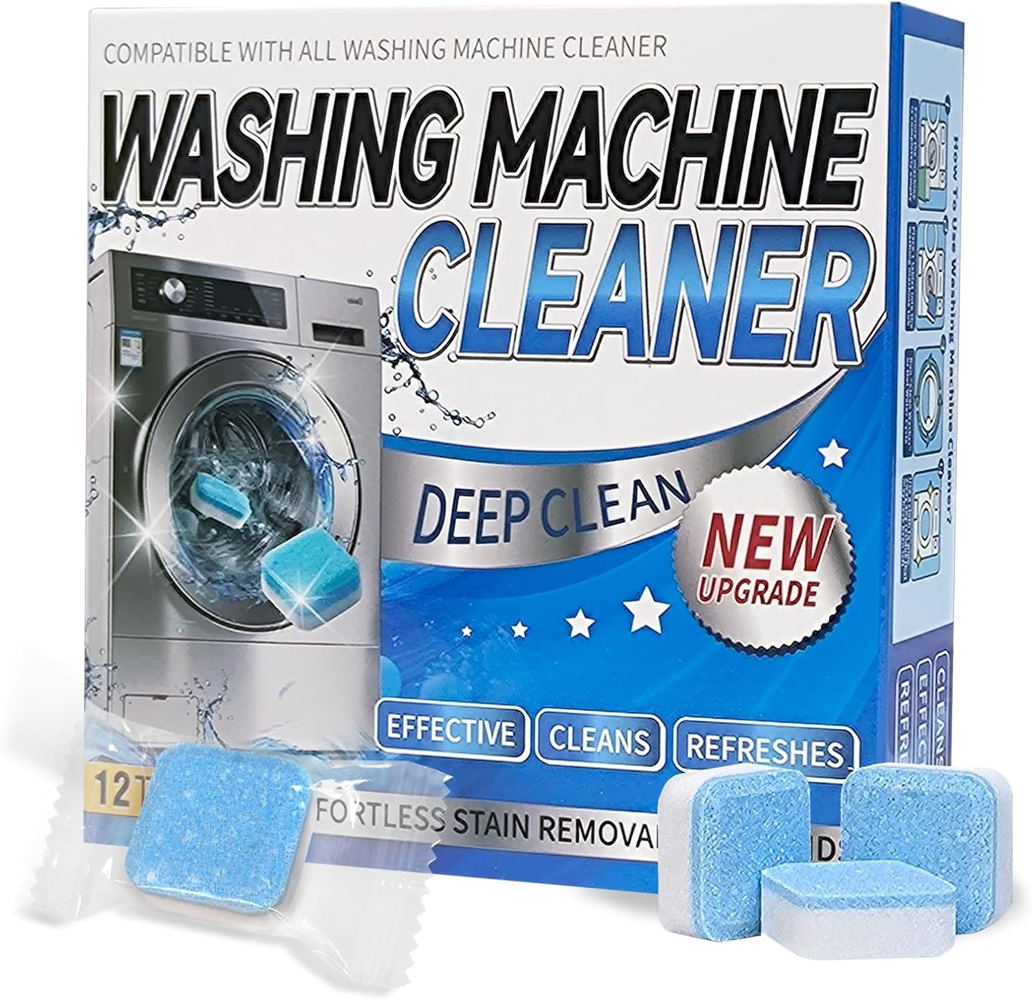 Washing Machine Cleaner Tablets - Deep Cleans & Descaler for Front Load and Top