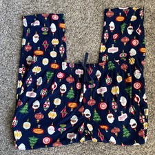 North Pole Blue Winter Christmas Flannel Pajama Lounge Pants Size XXL Unisex