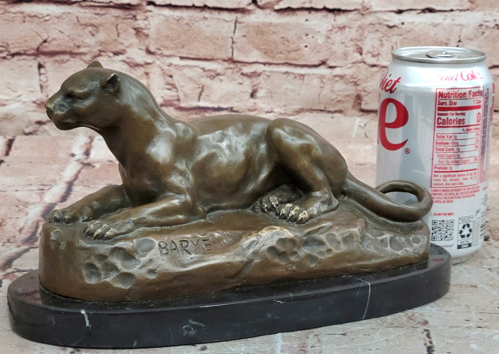 Hot Cast Bronze Cougar Puma Mountain Lion Resting Guardian Statue Sculpture Art thumbnail 2