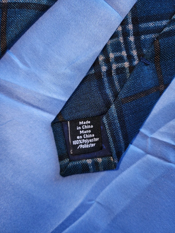 Gravata xadrez COLE HAAN AZUL/PRETO/CINZA NOVA COM ETIQUETAS!!!! - Imagem 3 de 4