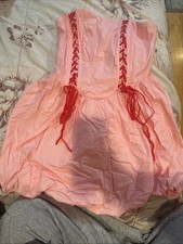 FashionNova Womens Pink Mini Dress Corset Top With Red Bows Size Small Brand new