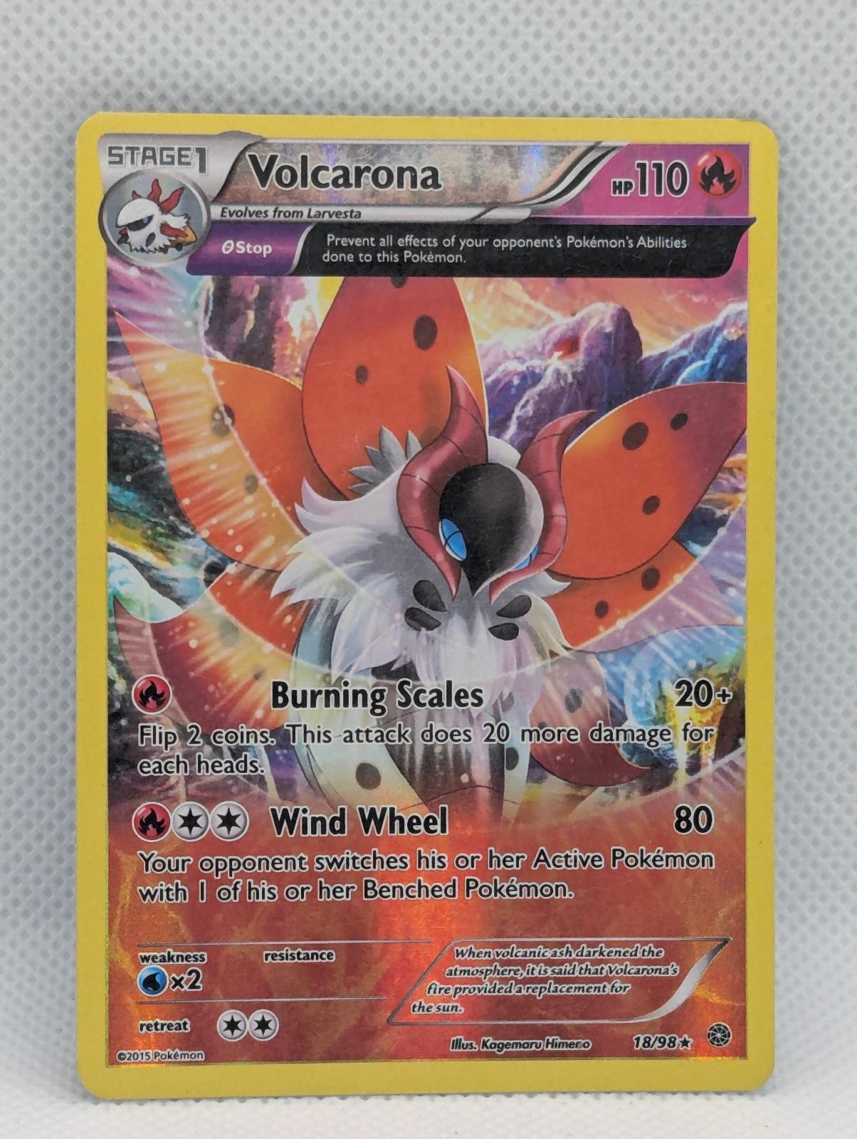 VOLCARONA 18/98 R ANCIENT ORIGINS POKEMON REVERSE HOLO LIGHTLY PLAYED VOLCARONA