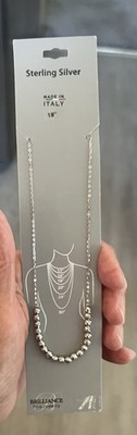 Sterling Silber Kabel mit Perlen Halskette 18'' Brillanz feiner Schmuck Made in Italy 