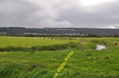 Photo A2 North Somerset : Kewstoke Rhyne Woodspring Priory Looking acros c2012