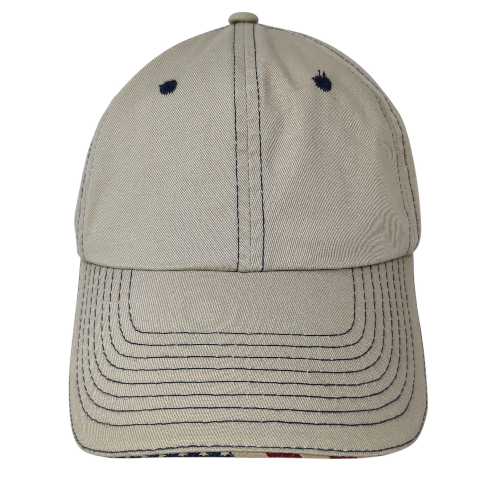 Outdoor Cap Strapback Hat Solid Beige One Size Adjustable Blank 6 Panel
