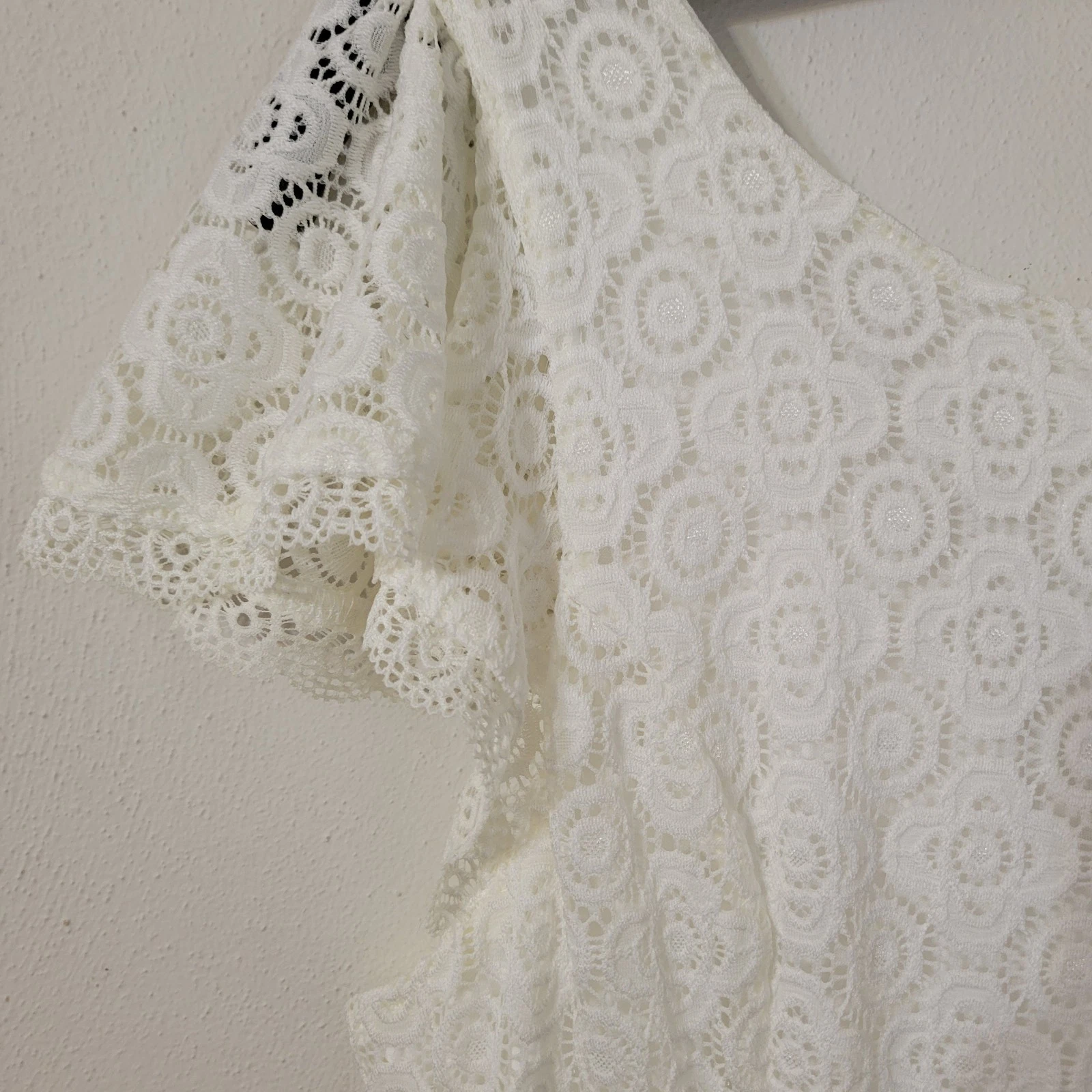 OFF WHITE Abito grande Mi ami Francesca's Off White pizzo overlay aderente e svasato