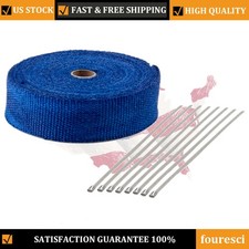 2 50ft Roll Exhaust Wrap Manifold Header Pipe Heat Wrap Tape W 10 Tie Kit Blue 2 50ft Roll Exhaust Wrap Manifold Header Pipe Heat Wrap Tape W 10 Tie Kit Blue