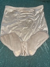 Vtg Cupid Satin Panties Medium Second Skin Beige Brief Hi Waisted Shaper Girdle