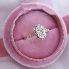 Art Deco Lab Created Diamond Christmas Wedding Gift Ring 14K Rose Gold Finish