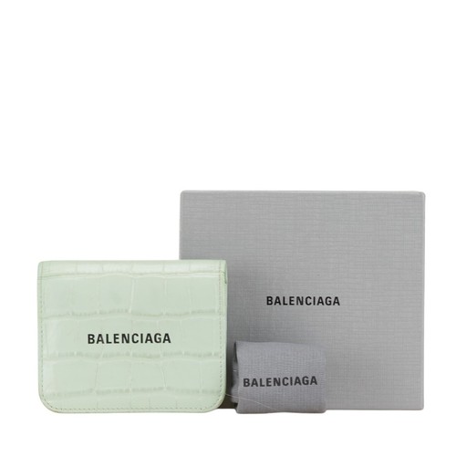BALENCIAGA Croco embossed Bifold Wallet 655624 Women 【Used】 - Picture 10 of 11