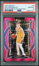2024 Panini Select #91 Dalton Knecht Neon Purple Pulsar Fotl PSA 10