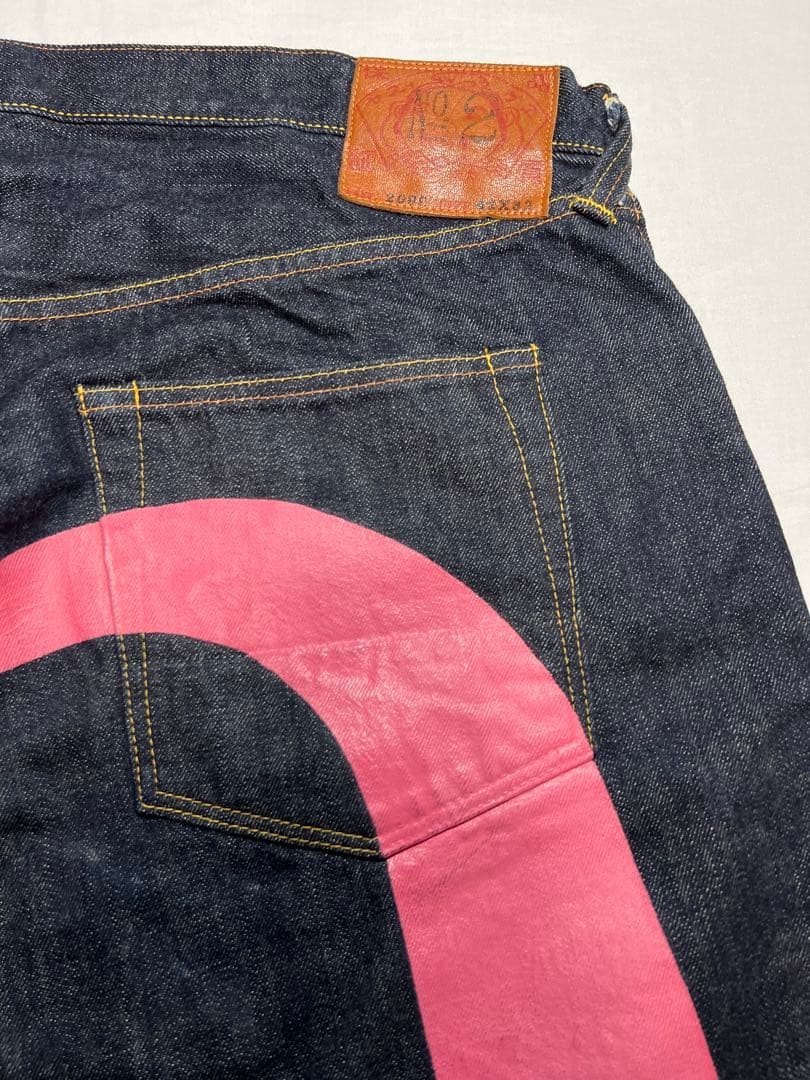 EVISU No2 2000 Jeans Pink Big Seagull Size 42x32 3XL Big Denim