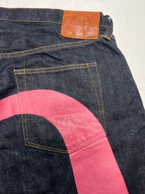 EVISU No2 2000 Jeans Pink Big Seagull Size 42x32 3XL Big Denim Pants