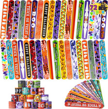 72 Pcs Halloween Slap Bracelets for Kids, Party Favors, Goodie Bag Fillers