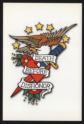 Postcard - Death Before Dishonor Image Symbol Badge Tattoo Art Patch 