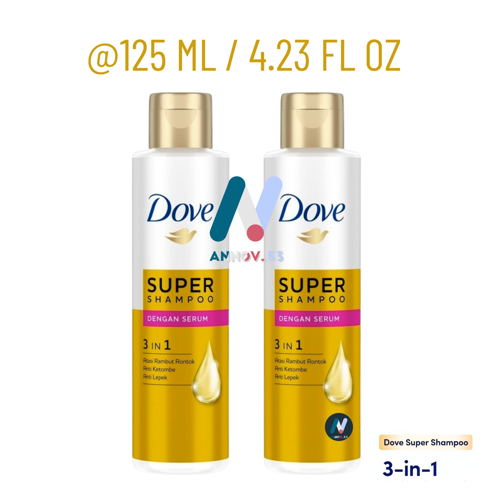 DOVE Super Shampoo 3 in 1 Anti Schuppen Haarausfall Sturz Nachwachsen rutschf...