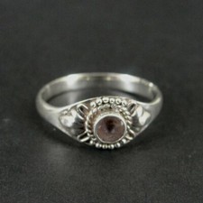 Ring Silver Amethyst Stone Purple Bead Twist Sterling 925 Size 7.25 Band Ring