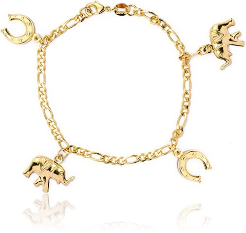 Bracciale con ciondolo elefante ferri di cavallo bambina e donna per buona fortuna saggezza - Foto 2 di 4