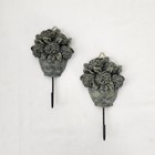 Stone Gray Floral Wall Hooks Hydrangeas Cottage Core Home Organization VTG 90s