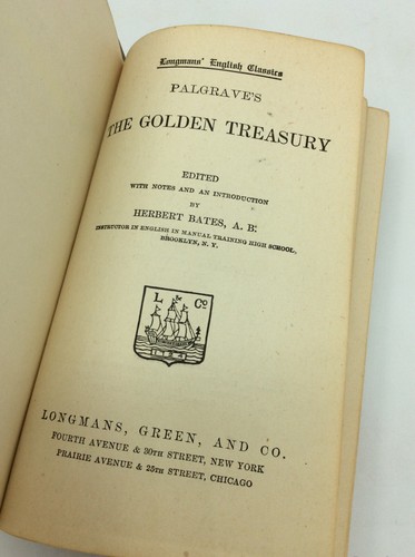 PALGRAVE'S THE GOLDEN TREASURY - 1917 - English Poetry - Vintage - - Picture 2 of 4