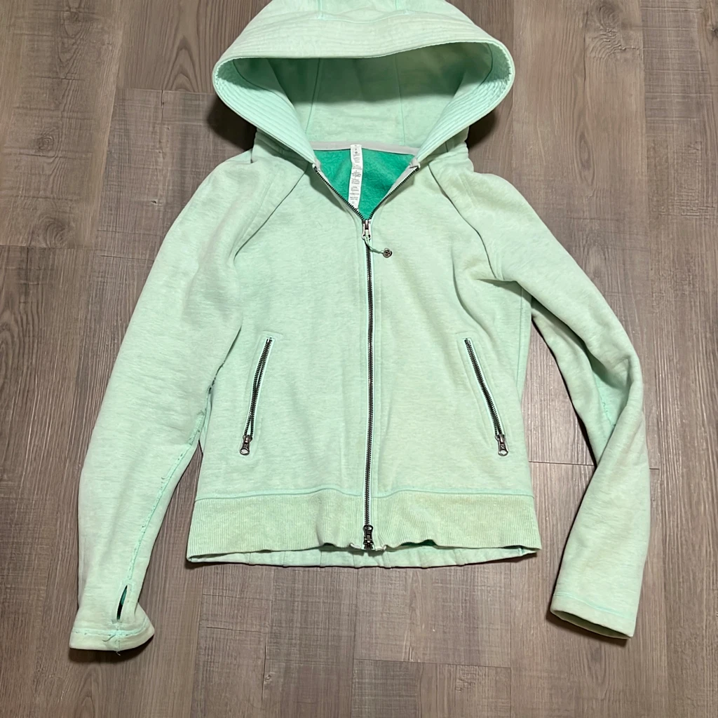 Lululemon Hooded Full Zip Basic Jacket Sweatshirt Hoodie, Mint Green, Size 8