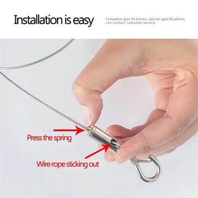 Adjustable Automatic Wire Rope Spring Hook Clothesline Hanging Solution System