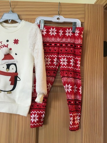 NWT Penguin Sweatshirt Top Leggings set Girls Christmas Size 6 - Picture 3 of 3