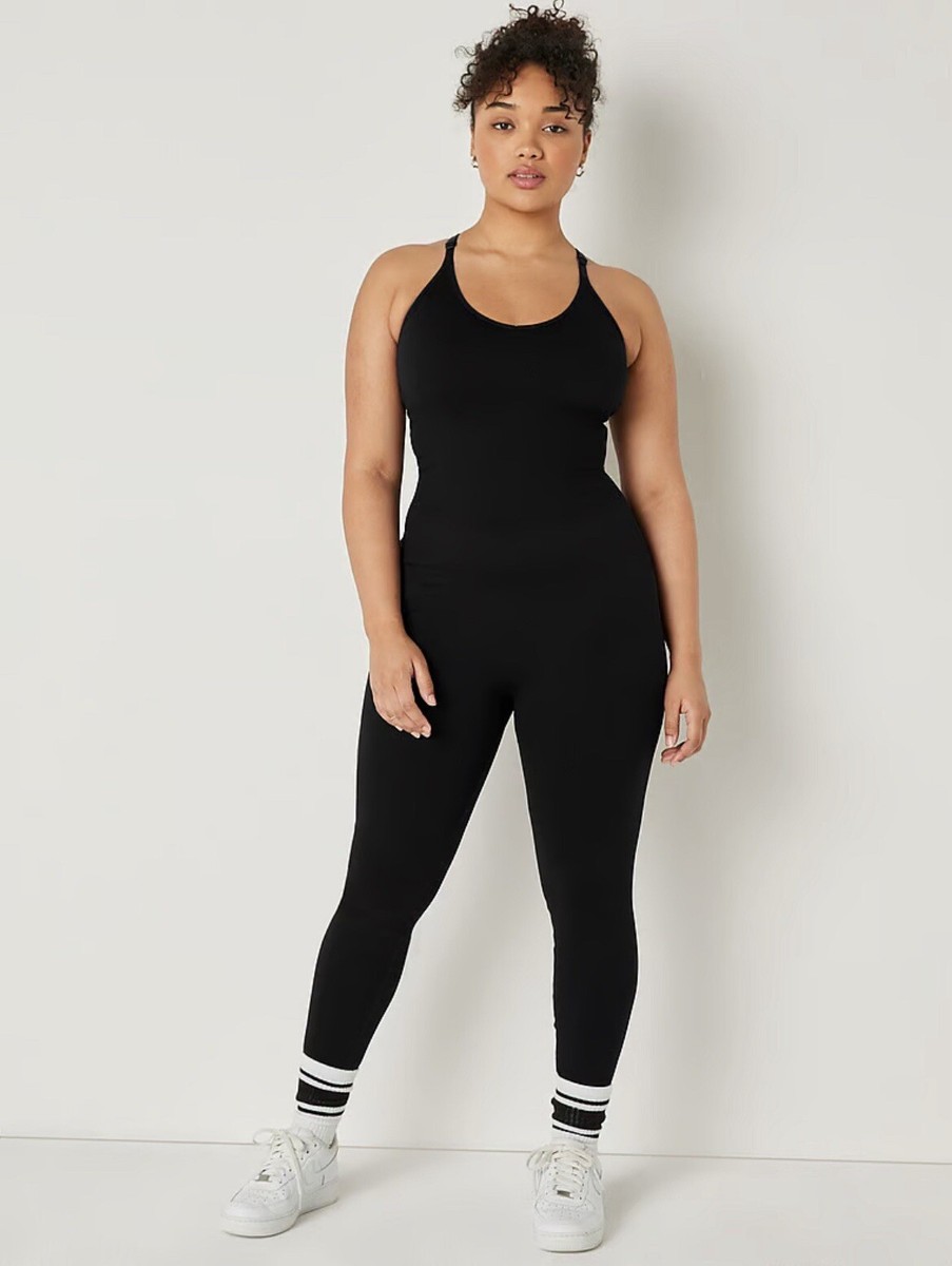 Victoria's Secret Pink Active Wear Black One Piece Workout Gym