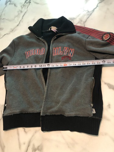 Blue Marlin Brooklyn Nets Jacket Men Large Gray Cotton Ribbed Mock Neck Full Zip - Picture 7 of 13
