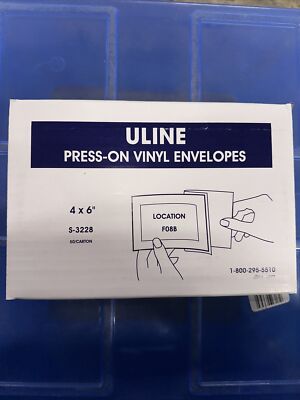 ULINE Clear Press On Vinyl Envelopes 4x6  S-3228 - 50/Carton - Free shipping