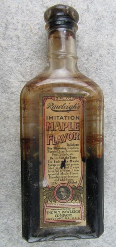 EARLY Antique Rawleigh's Imitation Maple Flavoring Bottle Blob Top & Cork