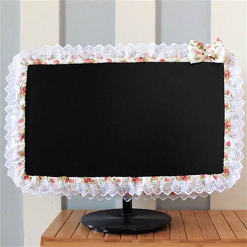 Lace Fabric Computer Frame Cover Monitor Screen Dust Cover With Elastic Bow-knot - Afbeelding 3 van 13
