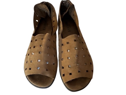Sesto Meucci Brown Leather Open Toe Sandals Size 10N Made in Italy - Picture 5 of 10