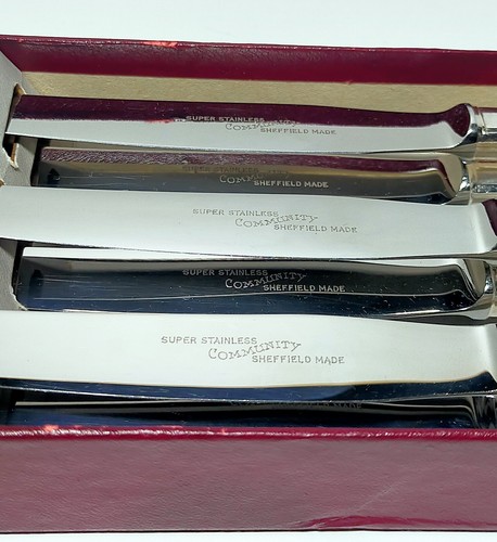 Set of 6 Morning Star Community Plate Dessert Cutlery Super Stainless Sheffield - Picture 6 of 8