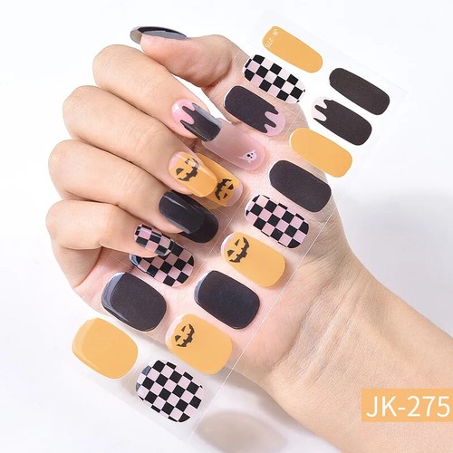 Adesivi unghie gel UV semi-cura teschio zucca Halloween 2025 lampada UV decalcomanie unghie - Foto 11 di 37