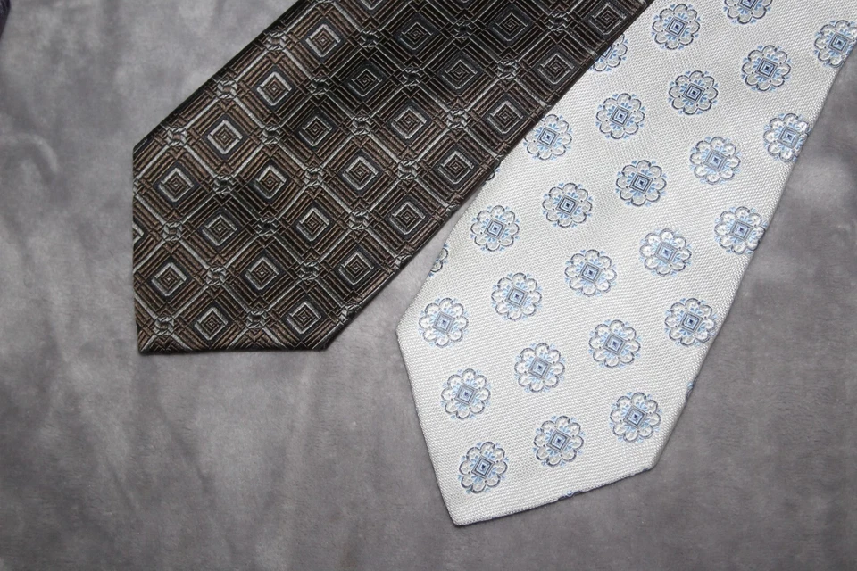 批量 2 件 真丝领带 Ike Behar Robert Talbott 花卉图案 领带 经典 复古 — 第 2/4 张图片