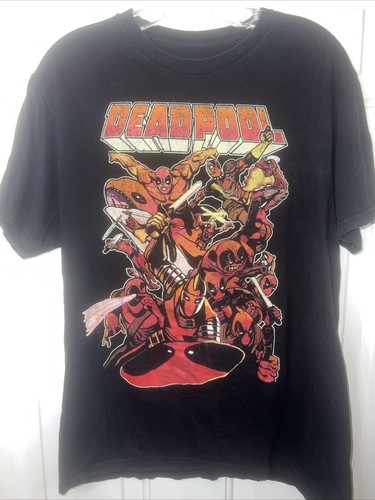 Marvel DEADPOOL Graphic T-Shirt Short Sleeve Black Officially Licensed L Disney