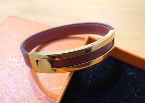 Autentico Bracciale Hermes Bungle Vino Oro Rosso #4051 - Foto 9 di 9