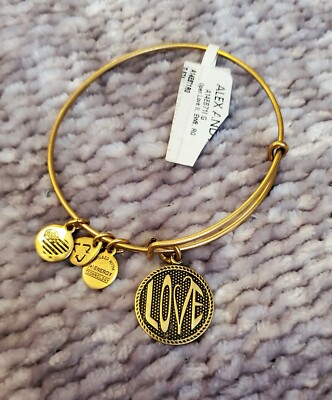 Alex & Ani Bangle ''Love'' Rafelian Gold Charm Bangle! Beautiful Gift  Idea 