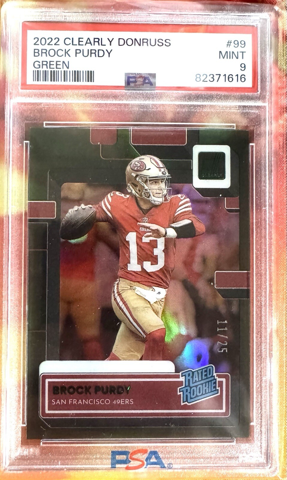 2022 Panini Clearly Donruss Rated Rookie Brock Purdy Green 11/25 SSP