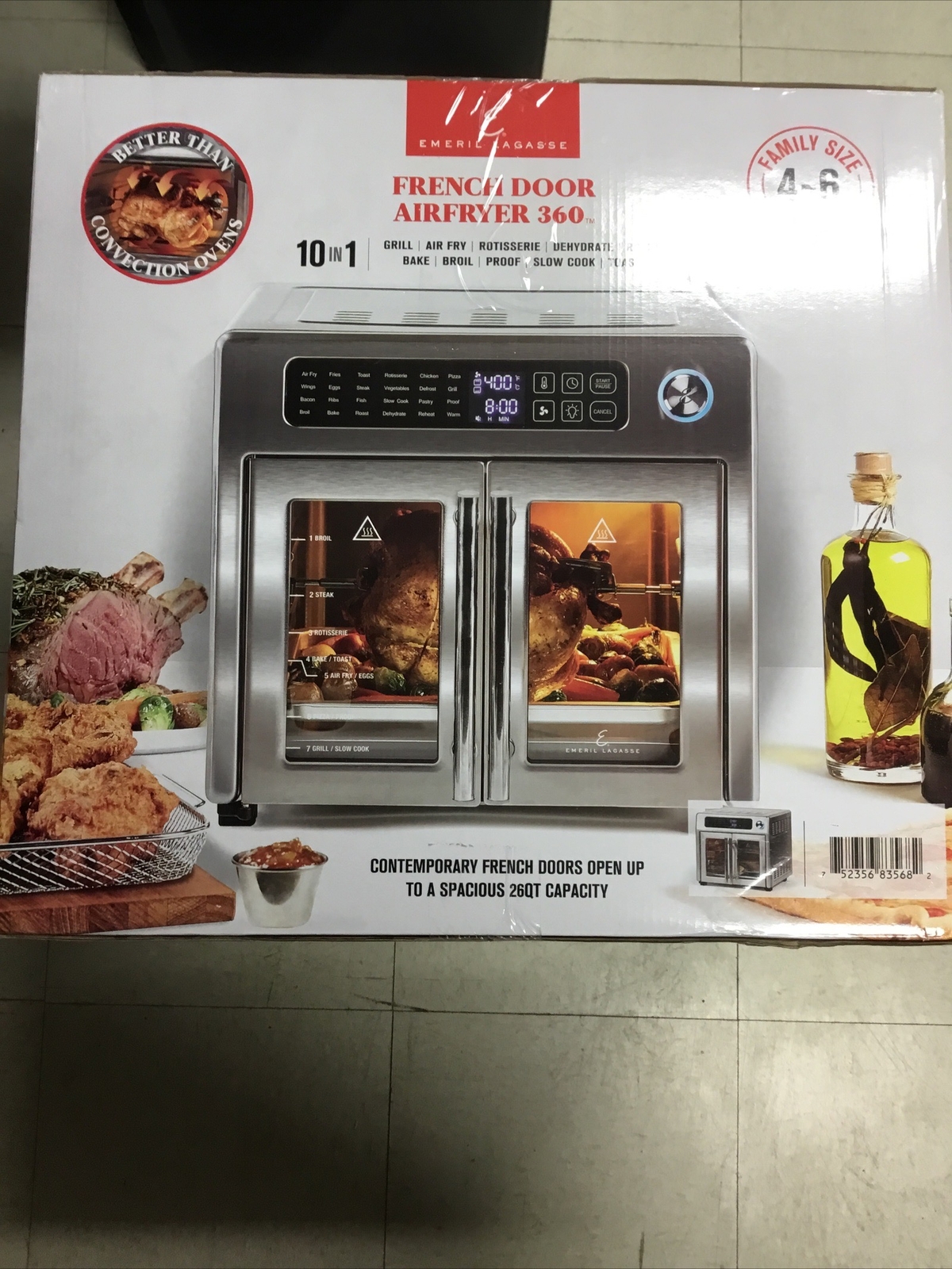 Emeril Lagasse 10in1 Double French Door Air Fryer 360 26QT XL