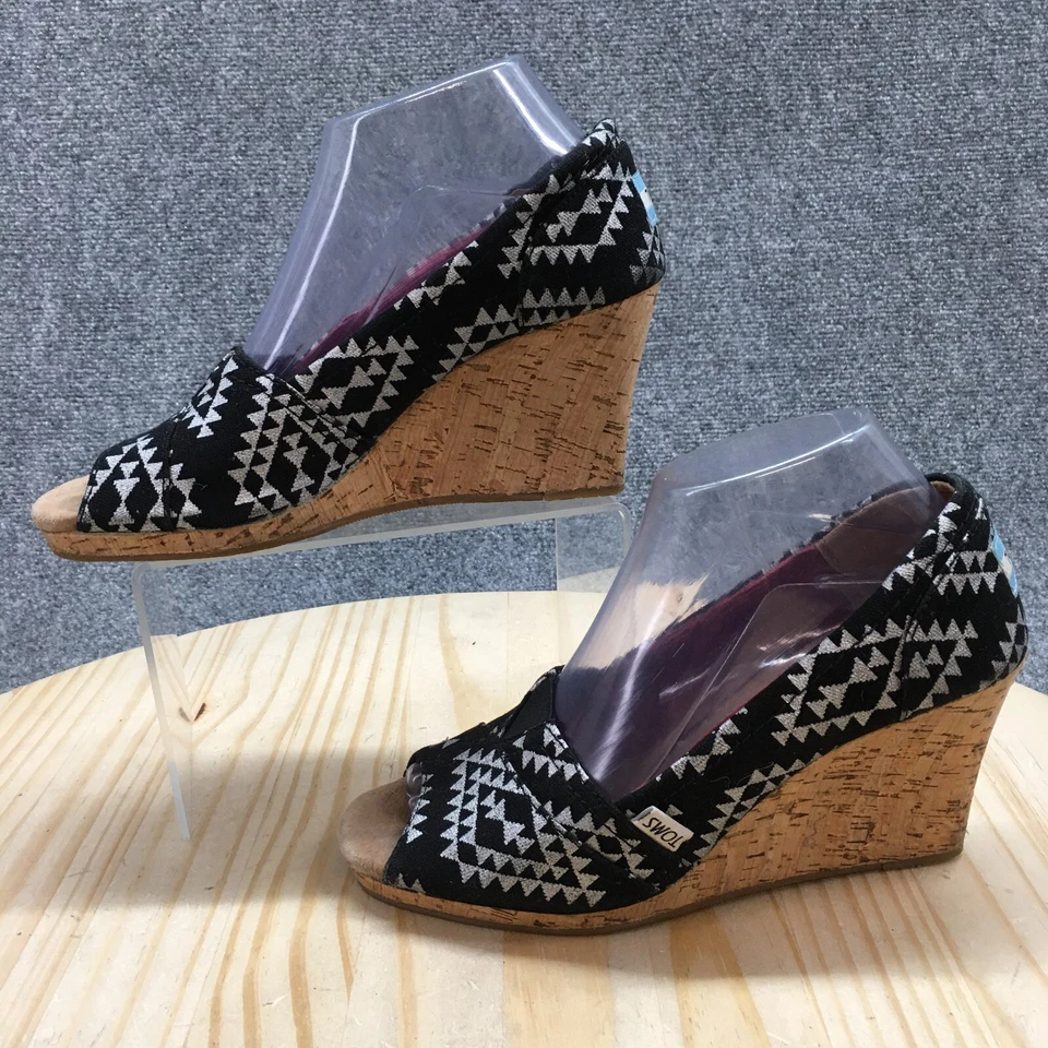 Zapatos de tacón Toms para mujer 8 Reina tribales punta abierta informales sin cordones cuña cómodos Foto 2 de 4