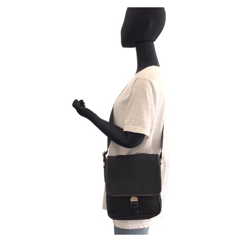 PRADA Tessuto Triangle collection avec Logo Sac Bandoulière Pochette Noir ArgentMatériel