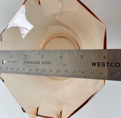 Depression Glass Octagon Two Handled Bowl and Handled Plate Peach Amber EUC - Picture 11 of 12
