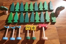 Imaginarium Wooden Polar Express Train Accessories Lot Of 26 Trees Lights Signs
