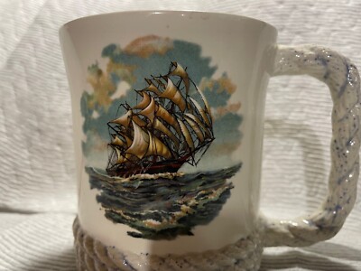 SHIP COFFEE MUG WITH ROPE HANDLE VERY NICE