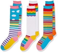 Little Girl's Colorful Rainbow Knee High Socks 3 Pair Pack Sockshosiery Rainb...