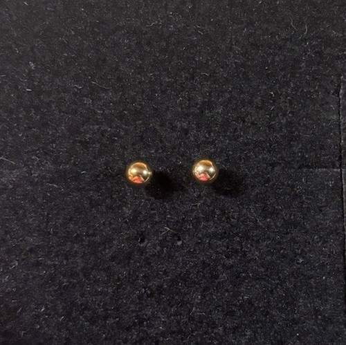 10K Gold 5mm Bead Stud Earrings New - Picture 1 of 5